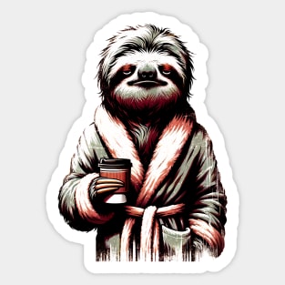 Unimpressed Sloth Sips Coffee: Funny Lazy Sloth T-Shirt Sticker